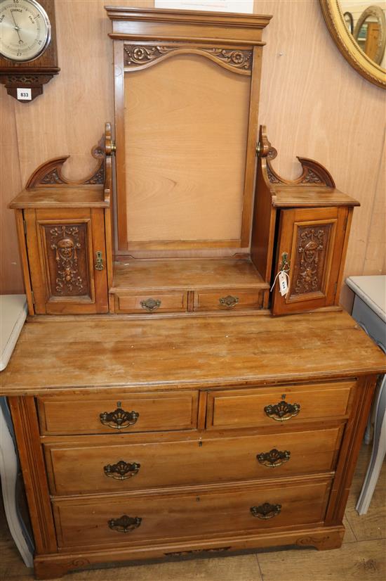 A late Victorian walnut dressing chest W.107cm